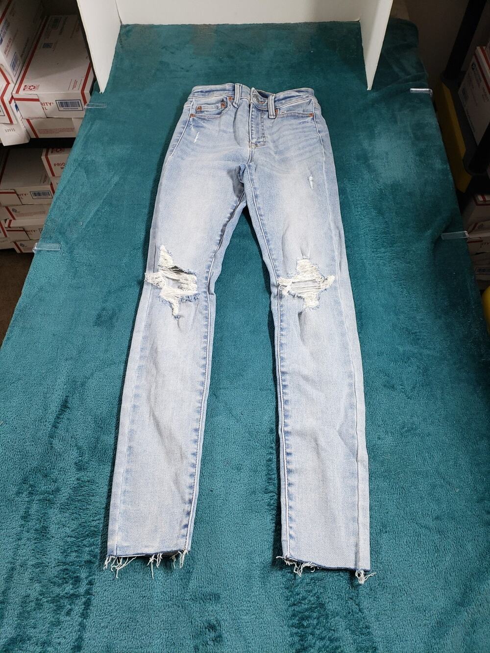 Aeropostale Jeans Size 00 Women Blue Pants Stretch Denim High Rise Super Jegging